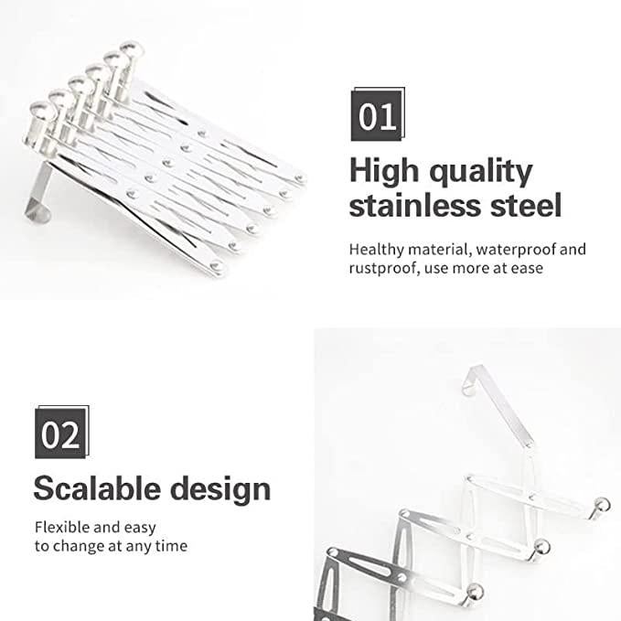 Adjustable Door Hanger Hooks Organizer for Clothes,Towels & Wardrobe (Silver)