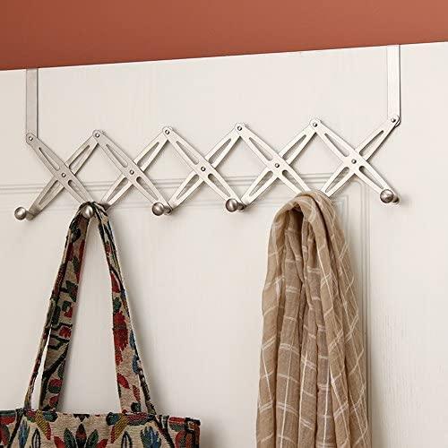 Adjustable Door Hanger Hooks Organizer for Clothes,Towels & Wardrobe (Silver)